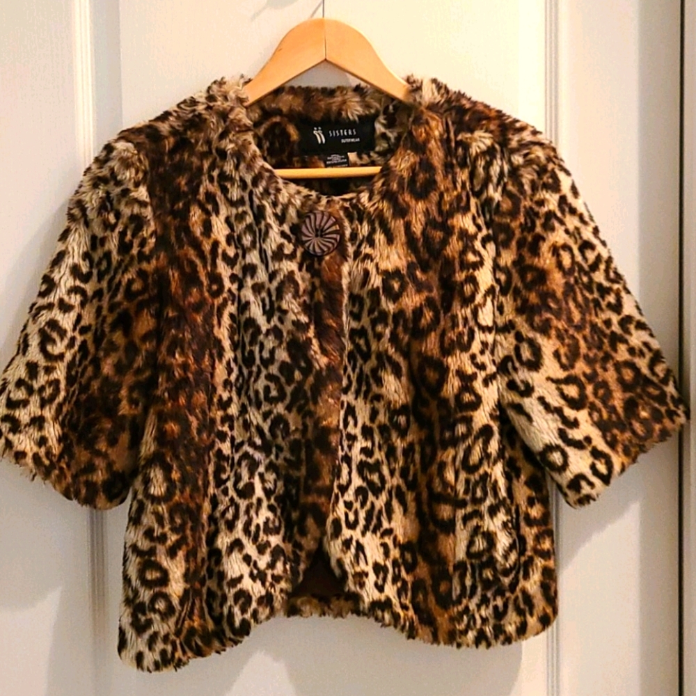 Leopard faux fur jacket